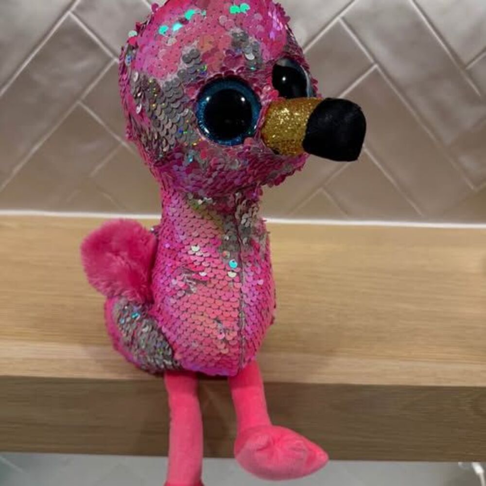 Ty Flippables “PINKY” Sequin Flamingo Plush Beanbag 2018 TY36267
